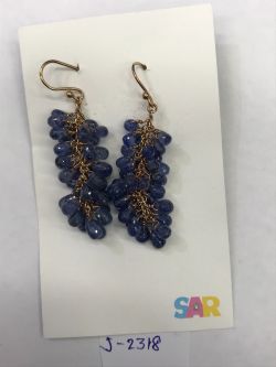  925 Sterling Silver Diamond Earring in Sapphire Stone   - J-2318