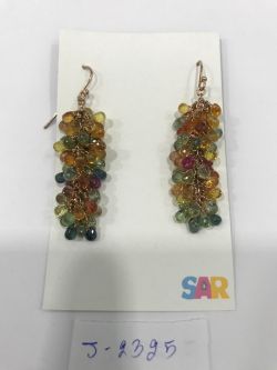  925 Sterling Silver Diamond Earring in  Gold Plating   - J-2325
