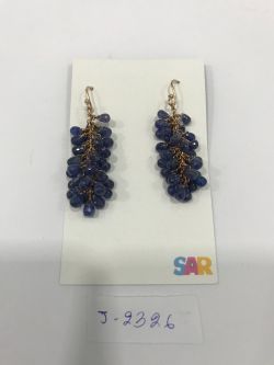  925 Sterling Silver Diamond Earring - Rose Cut Diamond, And  Sapphire Stone   - J-2326