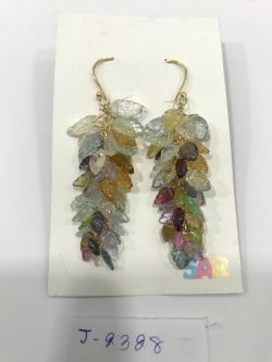  925 Sterling Silver Diamond Earring With Rose Cut Diamond, And  Multi  Sapphire   - J-2328
