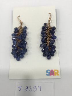  925 Sterling Silver Diamond Earring - Rose Cut Diamond, And  Sapphire Stone   - J-2337