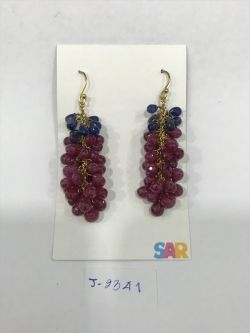  925 Sterling Silver Diamond Earring Studded With Rose Cut Diamond, And  Ruby, Sapphire  - J-2341