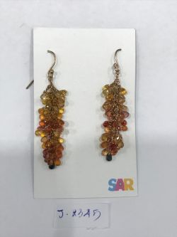  925 Sterling Silver Diamond Earring - Rose Cut Diamond, And  Sapphire Stone   - J-2345