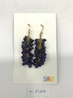  925 Sterling Silver Diamond Earring - Rose Cut Diamond, And  Sapphire Stone   - J-2349
