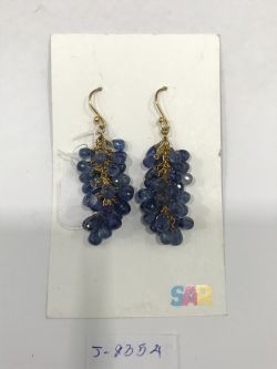  925 Sterling Silver Diamond Earring With Rose Cut Diamond, And  Sapphire Stone   - J-2354