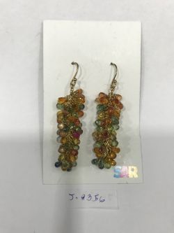  925 Sterling Silver Diamond Earring - Rose Cut Diamond, And  Sapphire Stone  - J-2356