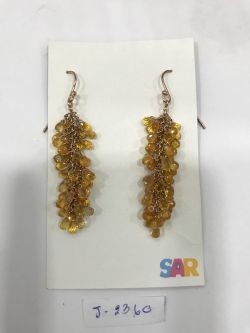 925 Sterling Silver Diamond Earring With  Gold Plated - J-2360
