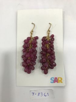  925 Sterling Silver Diamond Earring With Rose Cut Diamond, And  Ruby Stone  - J-2361