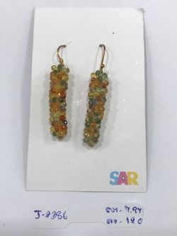  925 Sterling Silver Diamond Earring With Rose Cut Diamond, And Sapphire Stone   - J-2386