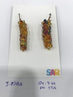  925 Sterling Silver Diamond Earring With Rose Cut Diamond, And Sapphire Stone    - J-2394