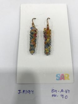 Victorian Jewelry, Silver Diamond Earring With Rose Cut Diamond, And Sapphire Stone Studded In 925 Sterling Silver, Rose Gold Plating. J-2397
