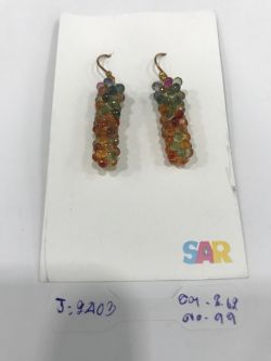 Victorian Jewelry, Silver Diamond Earring With Rose Cut Diamond, And Sapphire Stone Studded In 925 Sterling Silver, Gold Plating. J-2403