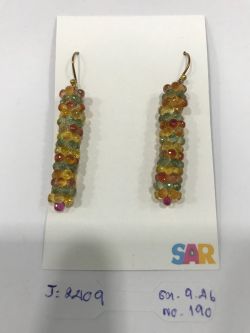 Victorian Jewelry, Silver Diamond Earring With Rose Cut Diamond, And Sapphire Stone Studded In 925 Sterling Silver, Gold Plating. J-2409