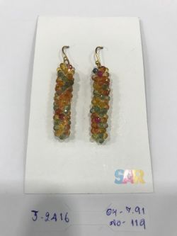 Victorian Jewelry, Silver Diamond Earring With Rose Cut Diamond, And Sapphire Stone Studded In 925 Sterling Silver, Gold Plating. J-2416