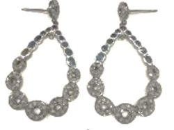 Victorian Jewelry, Silver Diamond Earring With Rose Cut Diamonds Stone Studded In 925 Sterling Silver, Black Rhodium Plating. J-2481