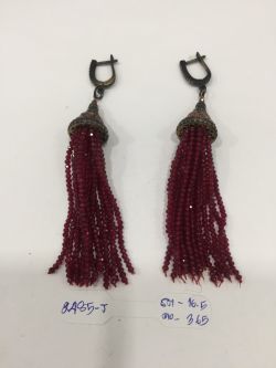 Victorian Jewelry, Silver Diamond Earring With Rose Cut Diamond, And Ruby Stone Studded In 925 Sterling Silver, Gold/Black Rhodium  Plating. J-2485