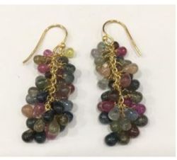 Victorian Jewelry, Silver Diamond Earring With Rose Cut Diamond, And Multi Sapphire Stone Studded In 925 Sterling Silver, Gold Plating. J-2489 A