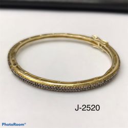 925 Sterling Silver Diamond Bangle With Rose-cut Diamonds, J-2520