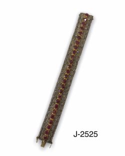 925 Sterling Silver Diamond Bracelet - Rose-cut Diamond, And Ruby,  J-2525 