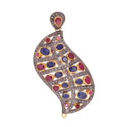  925 Sterling Silver Gold Plating Diamond Pendant -  j-279