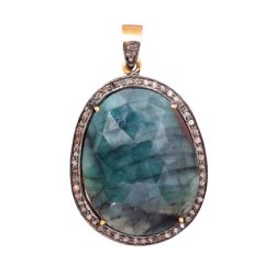 925 Sterling Silver Black Rhodium Plated Diamond Pendant -  J-346 