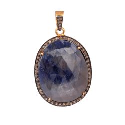 925 Sterling Silver Gold/Black Rhodium Plated Diamond Pendant -  J-358 