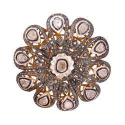 Handmade 925 Sterling Silver Diamond Pendant With Polki Diamonds, J-370 