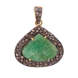 Handmade 925 Sterling Silver Pendant Studded With Diamond , Sapphire -  J-374 