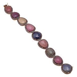  925 Sterling Silver Gold, Black Rhodium Plated Diamond Bracelet -J-426  