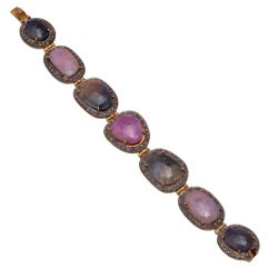 925 Sterling Silver Diamond Bracelet With Rose Cut Diamond And Multi Sapphire -  J-428