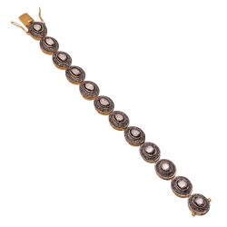  925 Sterling Silver Diamond Bracelet With Gold Plating - J-433