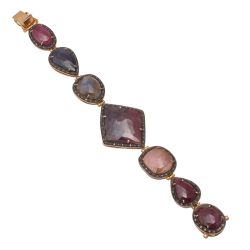925 Sterling Silver Diamond Bracelet With Rose Cut Diamond And Multi Sapphire -  J-442 