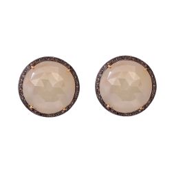 Victorian Jewelry, Diamond Earring With Rose Cut Diamond And Sapphire  Studded In 925 Sterling Silver Gold Plating. j-94