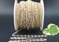 
Amazing 925 Sterling Silver Gold Rosary Chain With Orange Quartz - Sold By Foot, ROS2-5139
