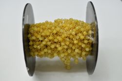 925 Sterling Silver Gold Plated Beautiful Wire Wrapped Rosary Chain With Roundel Shape 3.00mm Yellow Chalcedony Stone.  Sold By foot, ROS2-5610