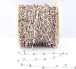 Glorious 925 Sterling Silver Gold  Rosary Chain - Lavender Chalcedony(2mm), ROS2-6080 