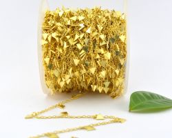 Graceful 925 Sterling Silver Triangle Shape Tag Dangling Chain in 5mm Size - Sold By Foot, ROS2-6449  