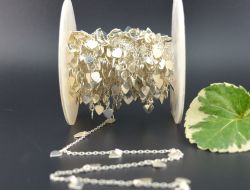 Wonderful 925 Sterling Silver Gold Heart Shape Dangling Tag Chain in 5.00 x 5.00 mm Size - ROS2-6454  