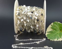 Amazing 925 Sterling Silver Gold Dangling Tag Chain in Triangle Shape, 5.00 x 6.00mm - ROS2-6455 