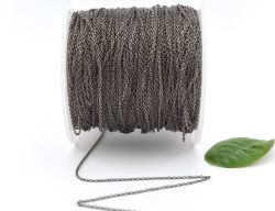 Handmade 925 Sterling Silver Black Rhodium Chain - Anchor in shape(0.60x0.90 mm), ROS2-6460  