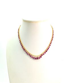 18K Solid Yellow Gold, Enticing Wire Wrapped Necklace with AAA Quality Natural Ruby Stones. Pear- 5.00x3.00mm -7.50x5.50mm Sold by 1 Pc, SGGRC-080.