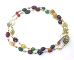 Astro Necklace, Natural Sapphire, Ruby, Emerald, Pearl, Coral, Hessonite Necklace Wrepped In 925 Sterling Silver, Natural Mix Stone Necklace