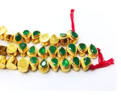 18K Handcrafted Pear Shape Box Style Stone Studded Bead , SGTAN-1082, Sold By 1 Pcs.