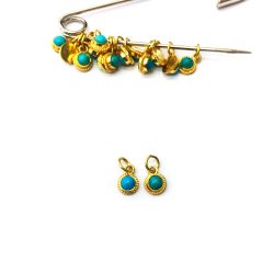 18K Solid Yellow Gold Round  Shape Pendant Natural Turquoise Stone, SGTAN-1089, Sold By 1 Pcs.