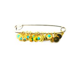 18K Amazingly Handcrafted Gold Pendant with Turquoise Stone Studded, SGTAN-1091, Sold By 1 Pcs.