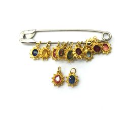  18K Solid Yellow Gold  Fancy Shape Pendant With Natural Multi Sapphire Stone, SGTAN-1098, Sold By 1 Pcs.