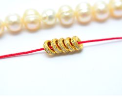  18K Solid Yellow Gold 6,00X2,00mm Micro Pave Diamond Bead, (Wheel Shape), SGTAN-1146, Sold By 1 Pcs.