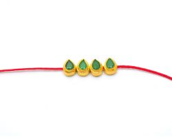 18K Solid Yellow Gold 7x6x4,5mm Natural Emerald Stone Bead In Pear Shape, SGTAN-1181, Sold By 1 Pcs.