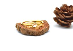 18K Solid Yellow Gold Natural Blue Sapphire Stone Studded In Round  Shape Ring, SGTAN-1203, Sold By 1 Pcs.
