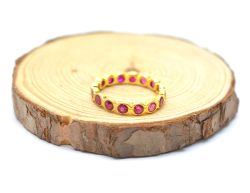 18K Solid Yellow Gold Natural Ruby  Stone Ring ,(Round  Shape), SGTAN-1204, Sold By 1 Pcs.